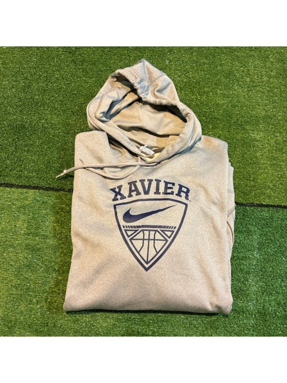 Xavier Musketeers hoodie mens 2XL gray blue nike basketball dri fit sweatshirt